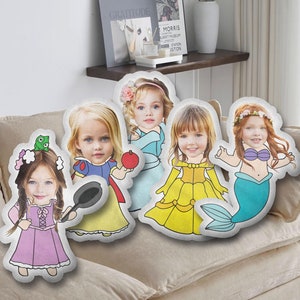 Personalized Photo Kids Face Pillow, Baby Princess Pillow, Cute Birthday Girl Gift, Funny Ugly Pillow, Custom Shaped Pillow, Stuffed Decor