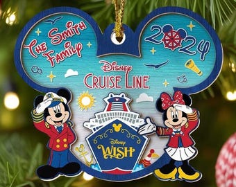 Décoration de Noël personnalisée Disney Cruise Line, décoration Mickey Minnie Cruise, décoration de Noël, souvenir de croisière DCL, cadeau de voyage ornement