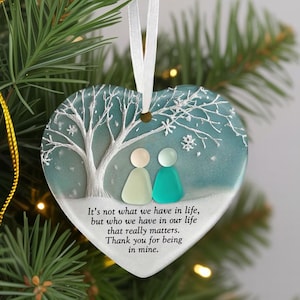 Aangepast zeeglas vriendschapsornament 2025, kerstcadeau voor bestie, 2D zeeglas vriendornament