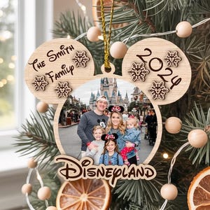 Custom Photo Disney Family Trip 2025 Ornament, Disneyland Trip Ornament, Disney Photo Ornament, Custom Family Vacation Photo Ornament