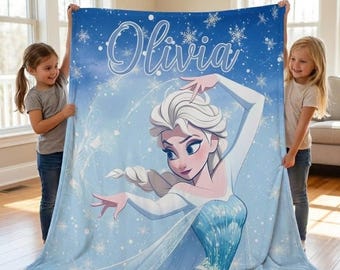 Personalisierte Gefrorene Elsa Prinzessin Fleece-Decke, Disney Elsa Decke, Gefrorene Decke, Gefrorene Filmdecke, Disney-Decke, Disney-Prinzessin