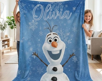 Personalized Disney Olaf Frozen Blanket, WDW Disneyland Baby Girl Trip Blanket, Disney Birthday Girl Gift, Cute Olaf Merch, Olaf Lover Gift