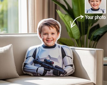 Almohada personalizada de Stormtrooper de Star Wars, almohada fea 3D con cara para niños, almohada de Star Wars, peluche de Star Wars, regalo de cumpleaños para niños
