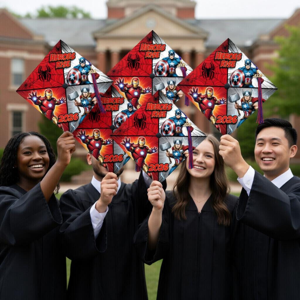 Invincible Show Grad Caps Design Marvel Superhero Graduation Cap Topper, Avengers Grad Cap 2026, Iron ...