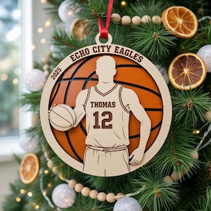 Personalized Basketball Ornament, Sports Christmas Ornament, Team Ornament With Name, Player Number Ornament, Basketball Gift 2025