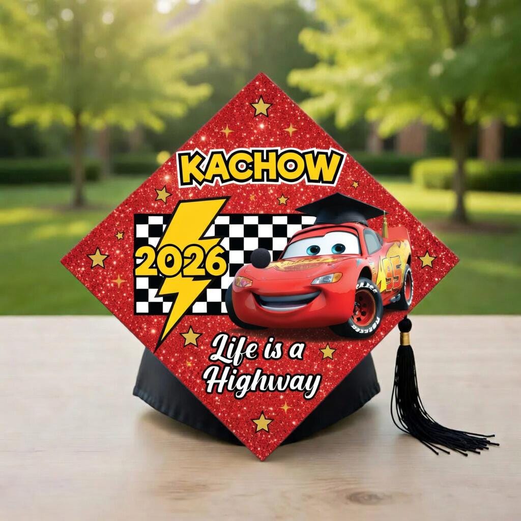 Cars Graduation Lay Lightning Mcqueen Grad Cap Topper, Cars Graduation Cap, Disney Pixar ...