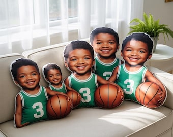 Personalized Basketball Boys Pillow, 3D Ugly Pillow, Birthday Boy Gift, Basketball Player gift, Custom Kids Face Shaped Pillow, Stuffed Doll