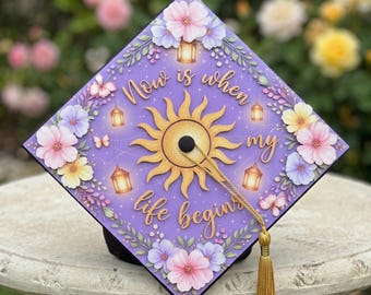 Disney Rapunzel Grad Cap Topper, Disney Grad Cap Topper, Custom Senior 2026 Cap, Floral Grad Cap Topper, Disney Tangled Cap Topper