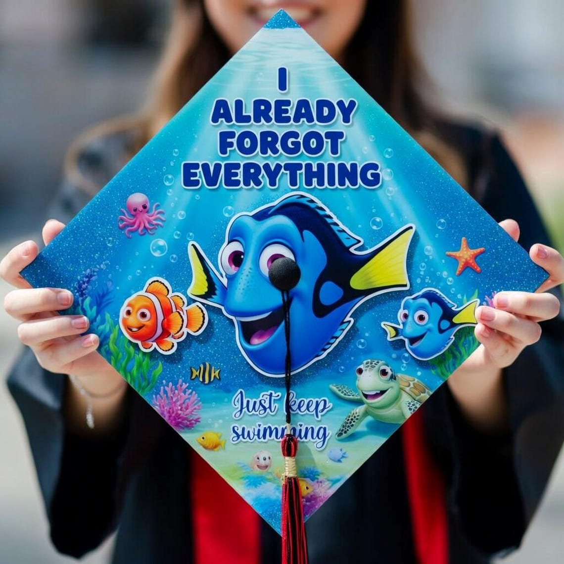 Finding Nemo Dory Grad Cap, Custom Graduation Cap Topper, Personalized ...