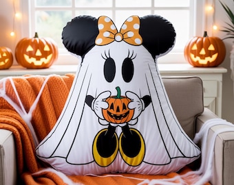 Disney Ghost Halloween Pillow, Mickey Minnie Ghost Pillow, Spooky Pillow Gift, Disney Halloween Pillow, Disney Halloween Decor