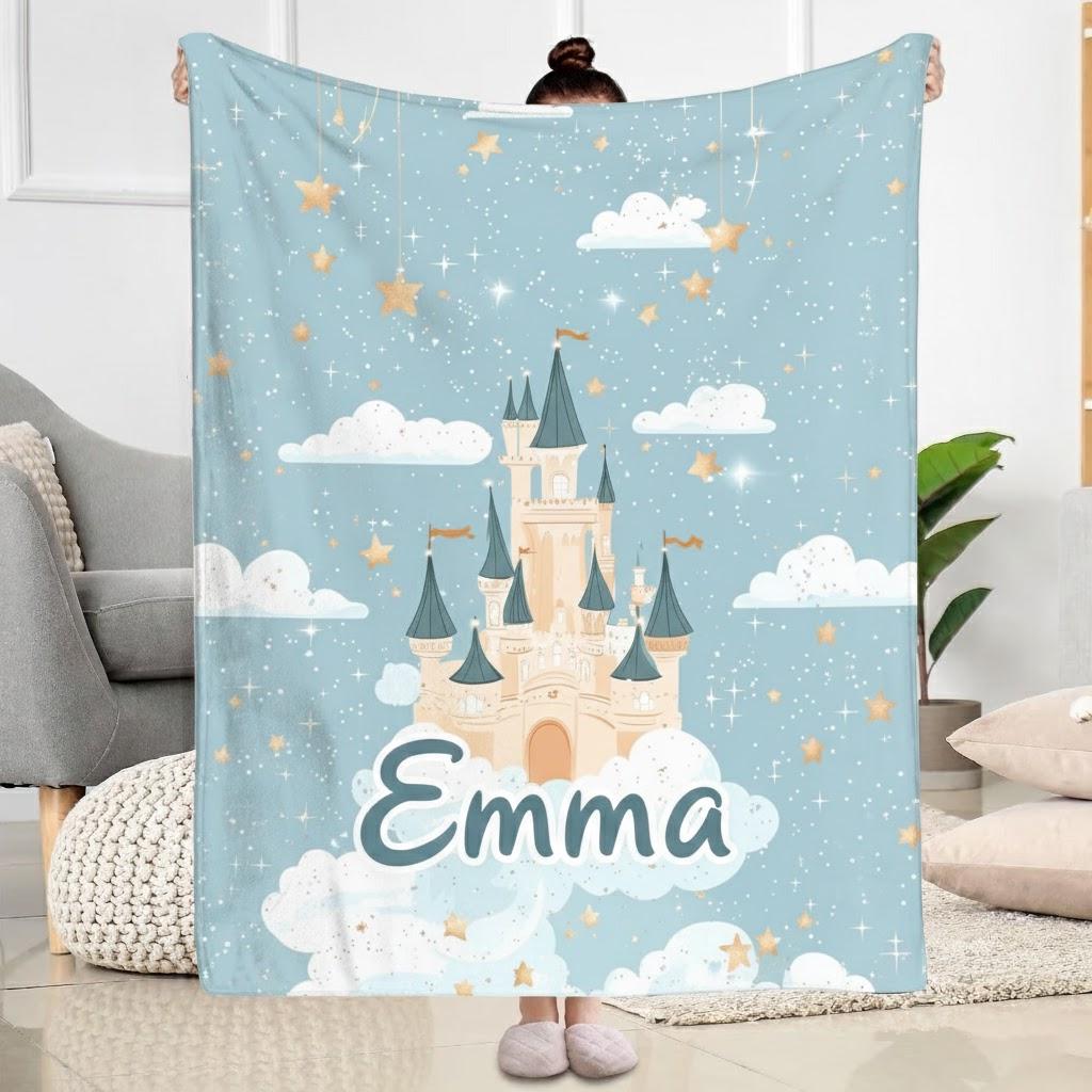Discover Personalized Disney Castle Baby Blanket, Custom Name Disney Blanket, Disney Nursery Throw, Happiness Place on Earth Blanket