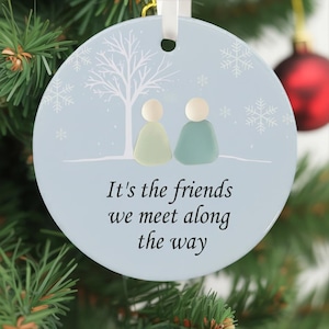 2D custom vriendschap zeeglas keramisch ornament vriendschapsdecor, beste vriend vakantiecadeau 2025