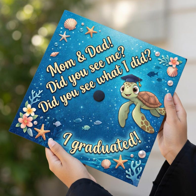 Grad Turtle Finding Nemo Graduation Cap Topper, Disney Sea Turtle Grad Cap, Funny I ...
