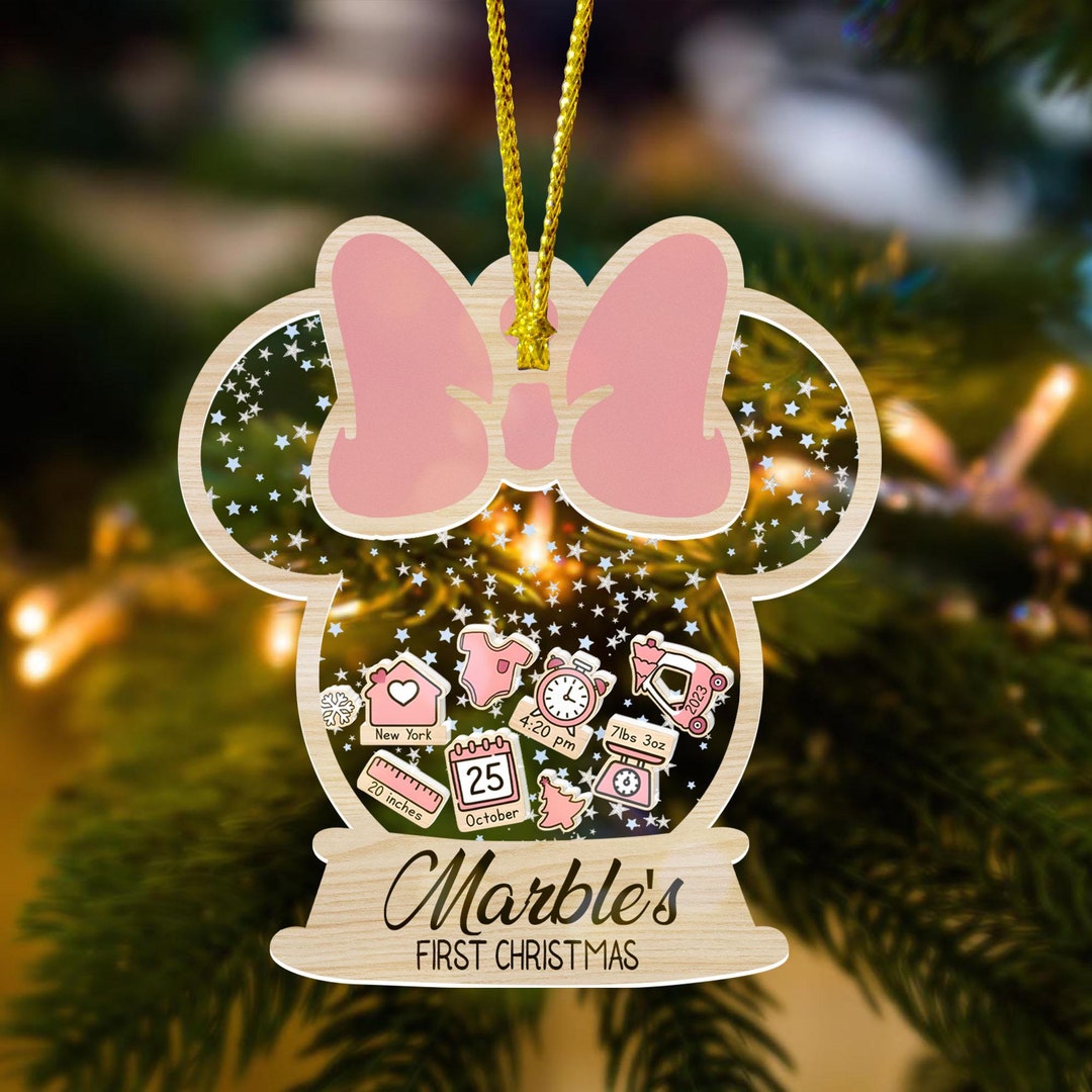 Custom Minnie Mouse First Christmas Ornament, Baby's First Christmas ...