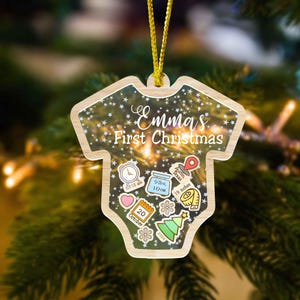 Personalized 4d First Christmas Ornament, Babys First Christmas Ornament, Birth Stats Keepsake,First Christmas Baby Shaker Ornament