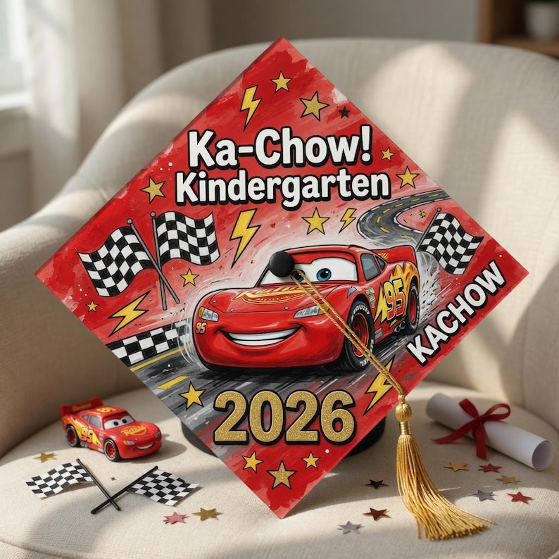 Cars Graduation Lay Cars Lightning Mcqueen Graduation Cap Topper, Disney Pixar Cars Grad ...