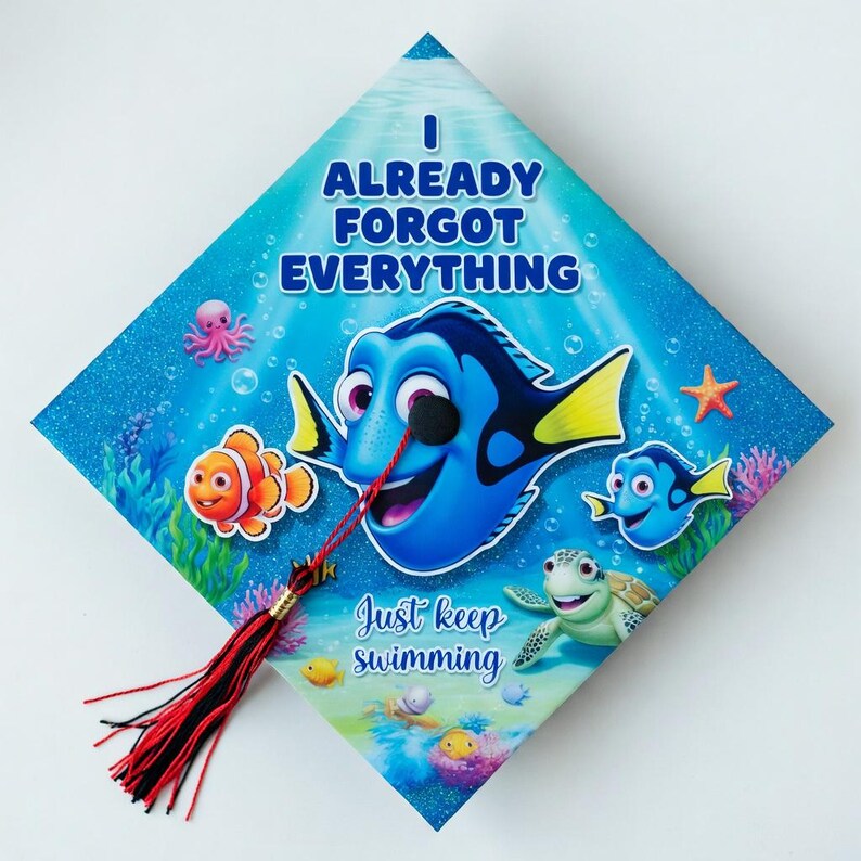 Finding Nemo Dory Grad Cap, Custom Graduation Cap Topper, Personalized ...