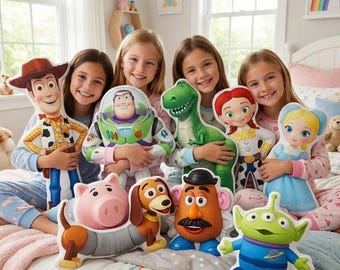 Almohada de Toy Story, Woody, Buzz, Jessie, Rex, Hamm, Alien, Mr. Potato Head, linda almohada con forma de caricatura.