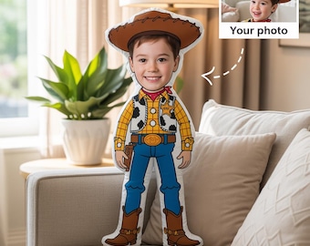 Almohada personalizada de Toy Story, almohada 3D con cara fea para niños, almohada con forma de Woody, Buzz y Jessie, regalo de cumpleaños para niños, almohada rellena personalizada.