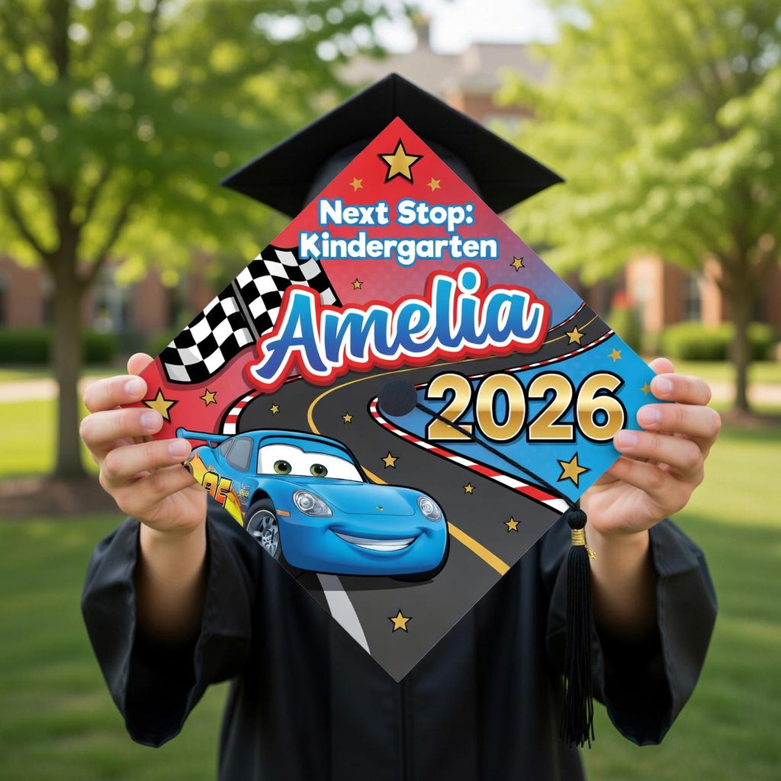 Cars Graduation Lay Disney Pixar Cars Graduation Cap Topper, Race Car Kinder Grad 2026 ...