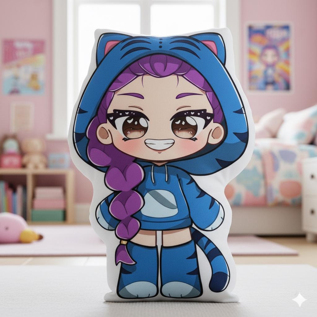 Discover Cute Chibi Rumi Pillow, Huntrix Warrior Plush, Personalized Anime Character Pillow, Kids Room Decor, Birthday or Christmas Gift