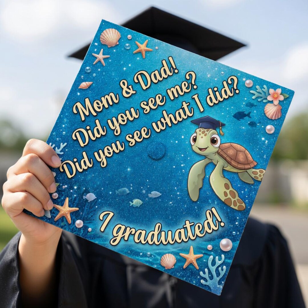 Finding Nemo Graduation Cap Topper, Disney Sea Turtle Grad Cap, Funny I ...
