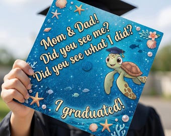 Finding Nemo Graduation Cap Topper, Disney Sea Turtle Grad Cap, Funny I Graduated Cap Topper, Ocean Theme Class of 2026, Disney Cap Topper