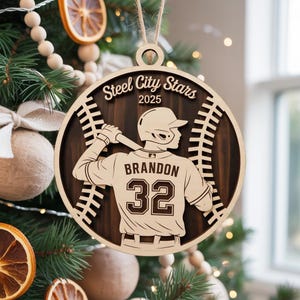 Personalized Baseball Ornament, Sports Christmas Ornament, Team Ornament With Name, Player Number Ornament, Baseball Gift 2025