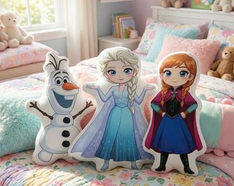 アナと雪の女王のキャラクター枕、エルサとアナのオラフのクッション、かわいい漫画の形をした枕、子供部屋の装飾ギフト