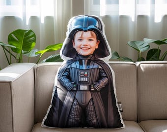 Almohada personalizada de Darth Vader, almohada con forma de Darth Vader, almohada fea 3D con cara para niños, almohada de personaje de Star Wars, regalo para fans de Star Wars