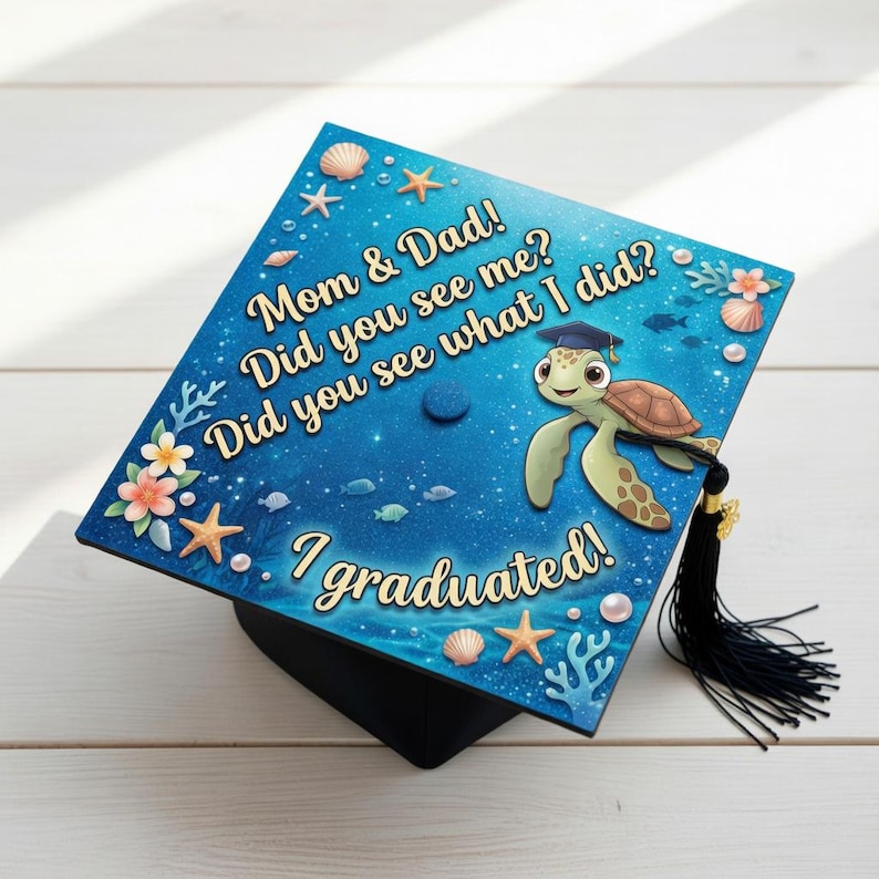 Grad Turtle Finding Nemo Graduation Cap Topper, Disney Sea Turtle Grad Cap, Funny I ...