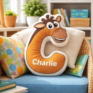 Almofada personalizada com o alfabeto de Toy Story, Woody, Buzz Lightyear e Jessie Rex - Presente para crianças. Almofada com nome de Toy Story, pelúcia personalizada de personagem para crianças. imagem 3