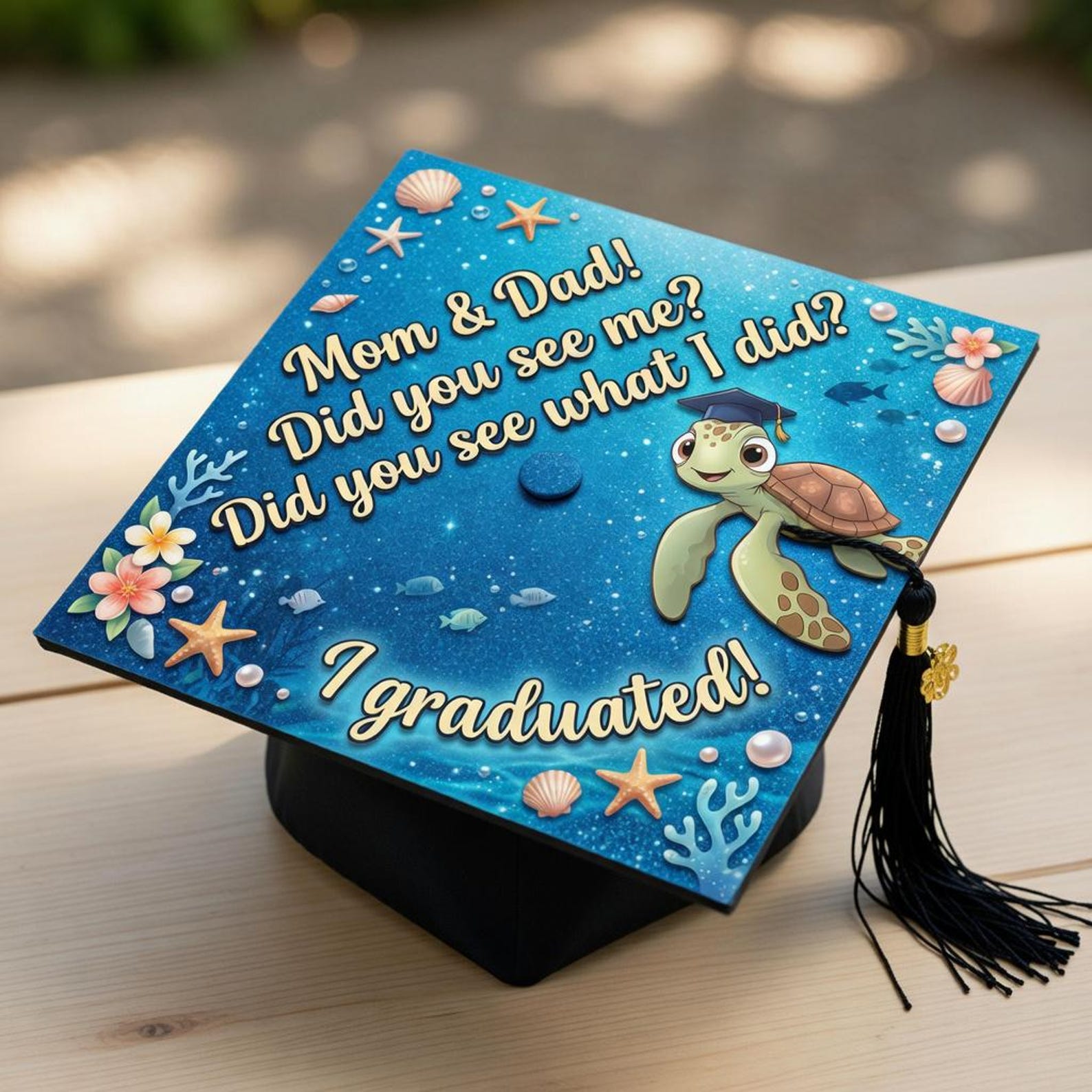 Grad Turtle Finding Nemo Graduation Cap Topper, Disney Sea Turtle Grad Cap, Funny I ...