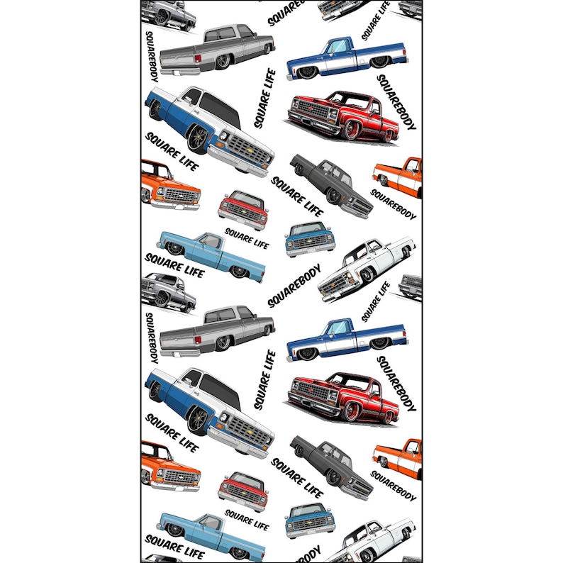 Fabric (Combed Cotton Prima) - Chevy Squarebody Pattern, Fabric by the Yard, Crafting Material, Sewing Supplies, Quilting Fabric, DIY image 4