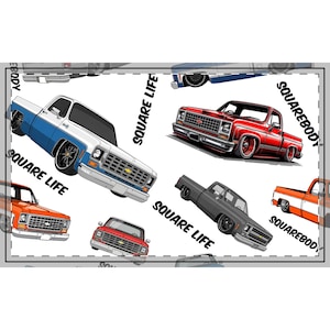 Fabric (Combed Cotton Prima) - Chevy Squarebody Pattern, Fabric by the Yard, Crafting Material, Sewing Supplies, Quilting Fabric, DIY image 2