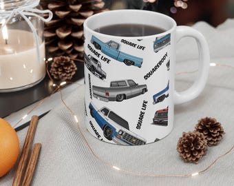 Mug camion Squarebody, mug à café vintage camionnette Squarebody, cadeau camion classique C10 pour les passionnés de camions
