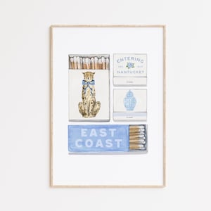 Grandmillenial Streichholzschachtel, Vintage Streichholzschachtel Druck, Ostküste Wandkunst, Trendy Streichhölzer Poster, Retro Küstenstreichholzbrief, Kokett Wanddruck