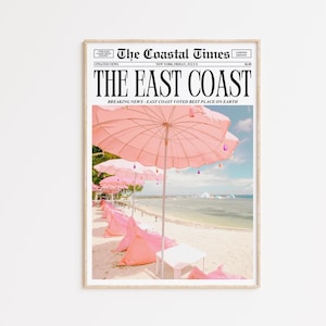 East Coast Wall Art, Coastal Newspaper Print, Preppy Vintage Magazine Cover, Coastal Cowgirl Wall Art, Beachy Wall Art, Trendy Coastal Decor