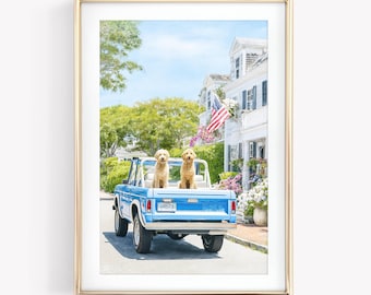 Nantucket Goldendoodle Wall Art, Coastal New England Prints (Digital Download)