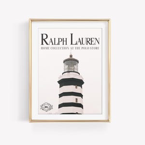 Polo Ralph Lauren Lighthouse Poster, Retro Beach Magazine Print, Aesthetic Luxury Coastal, Vintage Fashion Magazine Print, Old Money Artwork