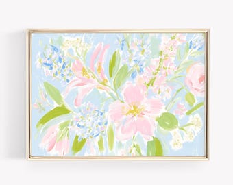 Pastel Wildflower Garden Art: Abstract Floral Wall Print (Digital Download)