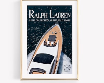 Affiche de yacht Ralph Lauren : impression de mode côtière vintage (téléchargement numérique)