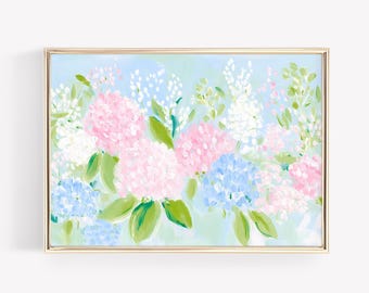Abstract Hydrangea Garden Art: Pastel Floral Dorm Room Print (Digital Download)