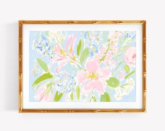 Pastel Wildflower Garden Art: Abstract Floral Wall Print (Digital Download)