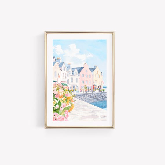 Bondi Beach Watercolor Wall Art, East Coast Print, Preppy Coastal Wall Art, Pastel Pink & Blue Watercolor Painting, Australia Beach Poster
