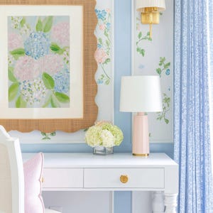 Pink, Blue & Green Hydrangea Painting: Preppy Pastel Wall Art (Digital Download) image 4