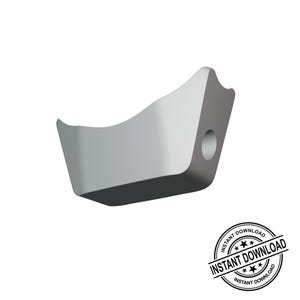 May include: A light grey, curved object with a hole and a notched edge. The object has a smooth, matte finish and appears to be made of a solid material. The words "INSTANT DOWNLOAD" are printed on a black circular stamp.