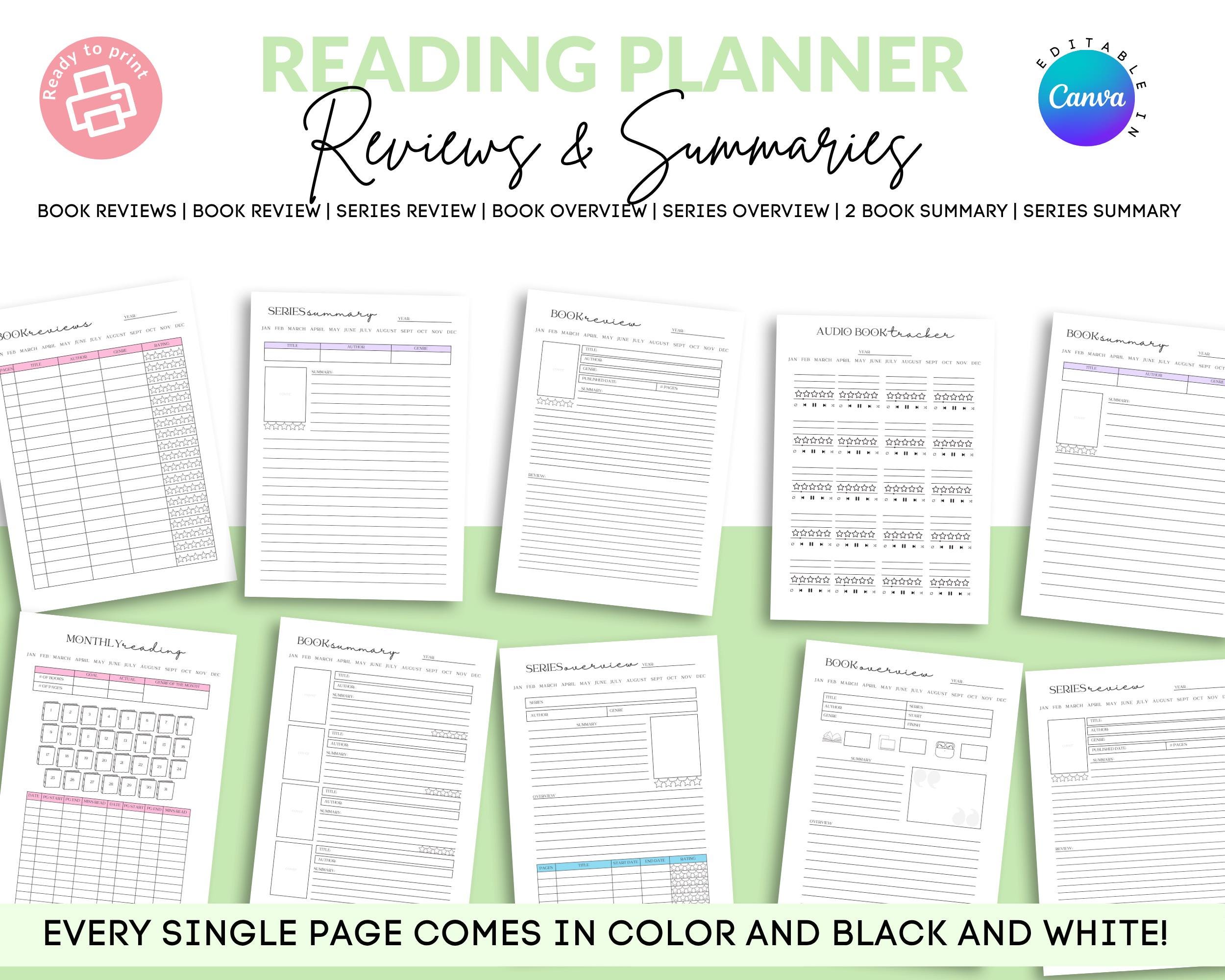 Reading Journal, Reading + Book Tracker, Reading Log Instant Download ...