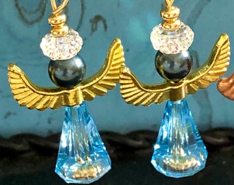 Sky Guardians, Swarovski Crystal, Swarovski Pearls and Wings
