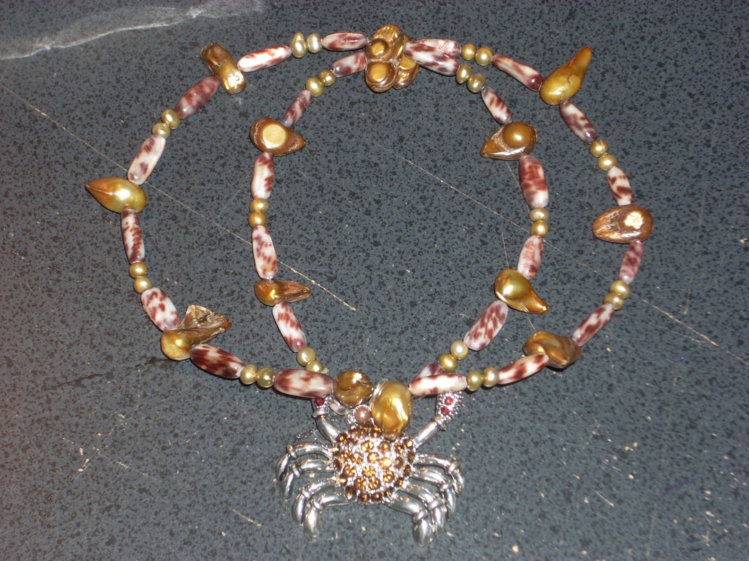 Classy Crab Pearls Shell and Crystal Etsy UK